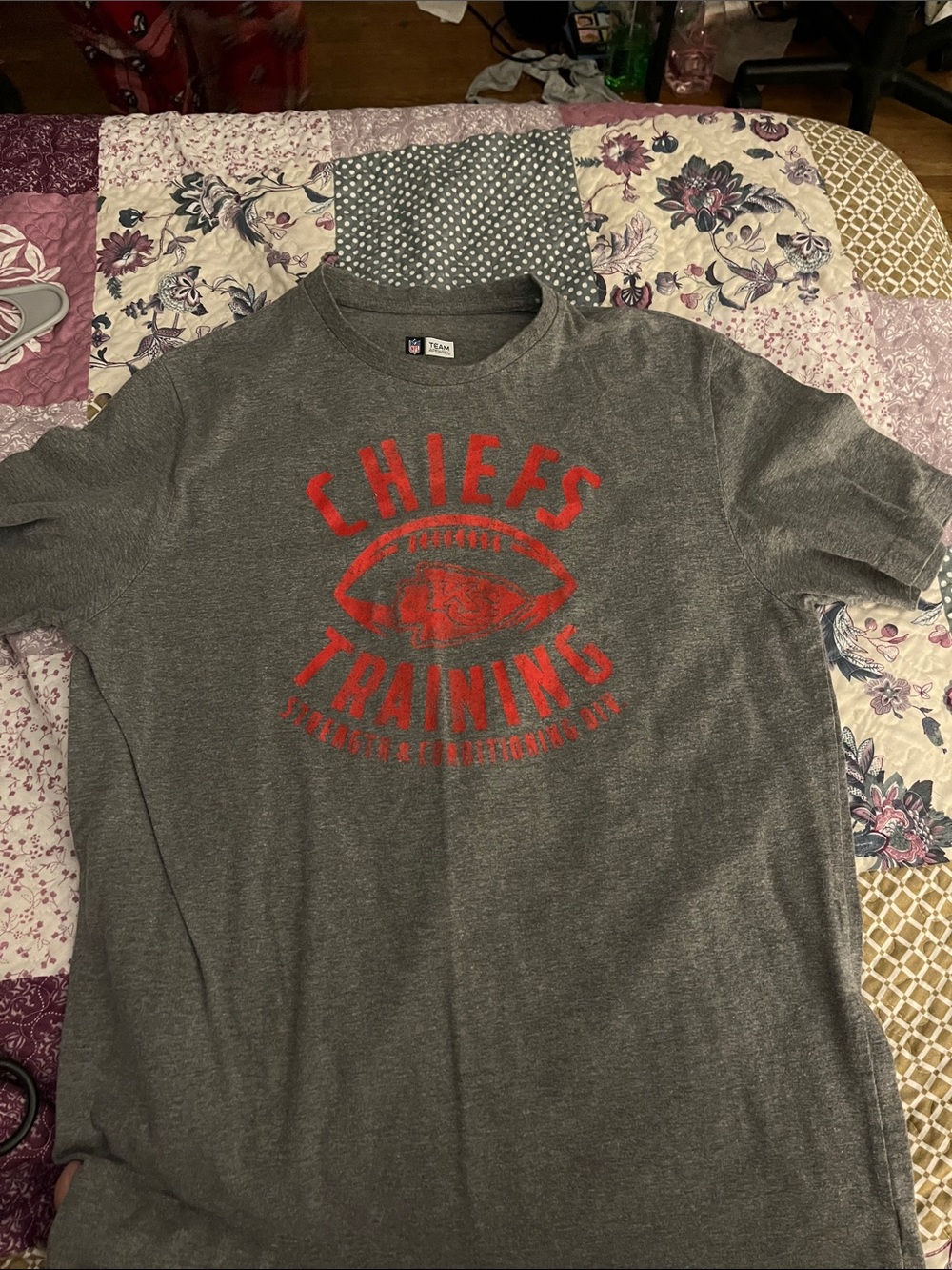 Team Apparel Gray Tee with Red and White NFL Logo